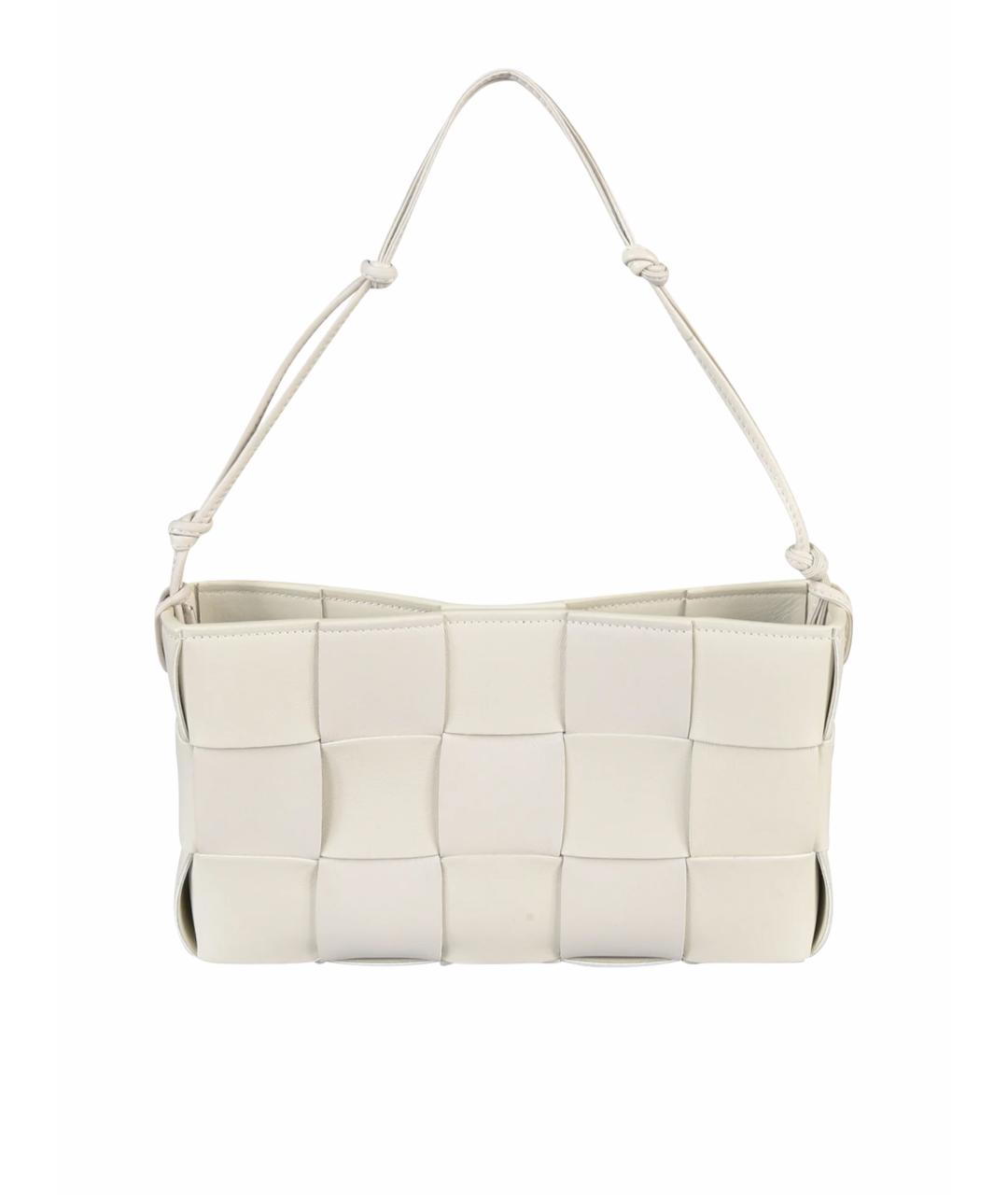 BOTTEGA VENETA Белая кожаная сумка с короткими ручками, фото 1