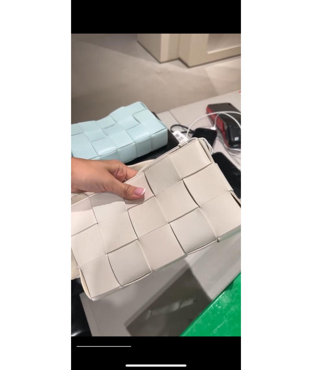 BOTTEGA VENETA Белая кожаная сумка с короткими ручками, фото 2