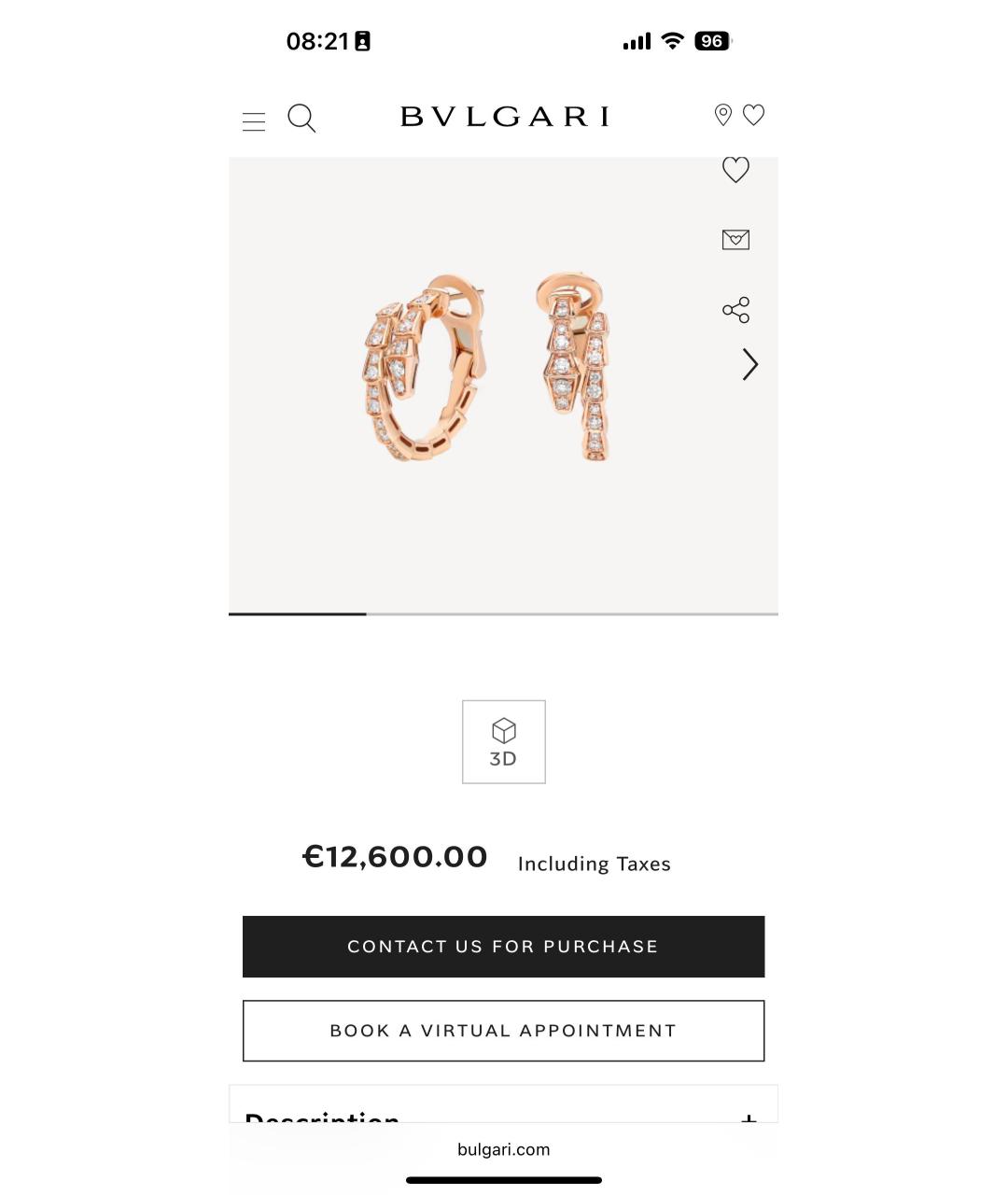BVLGARI Золотые серьги из розового золота, фото 8