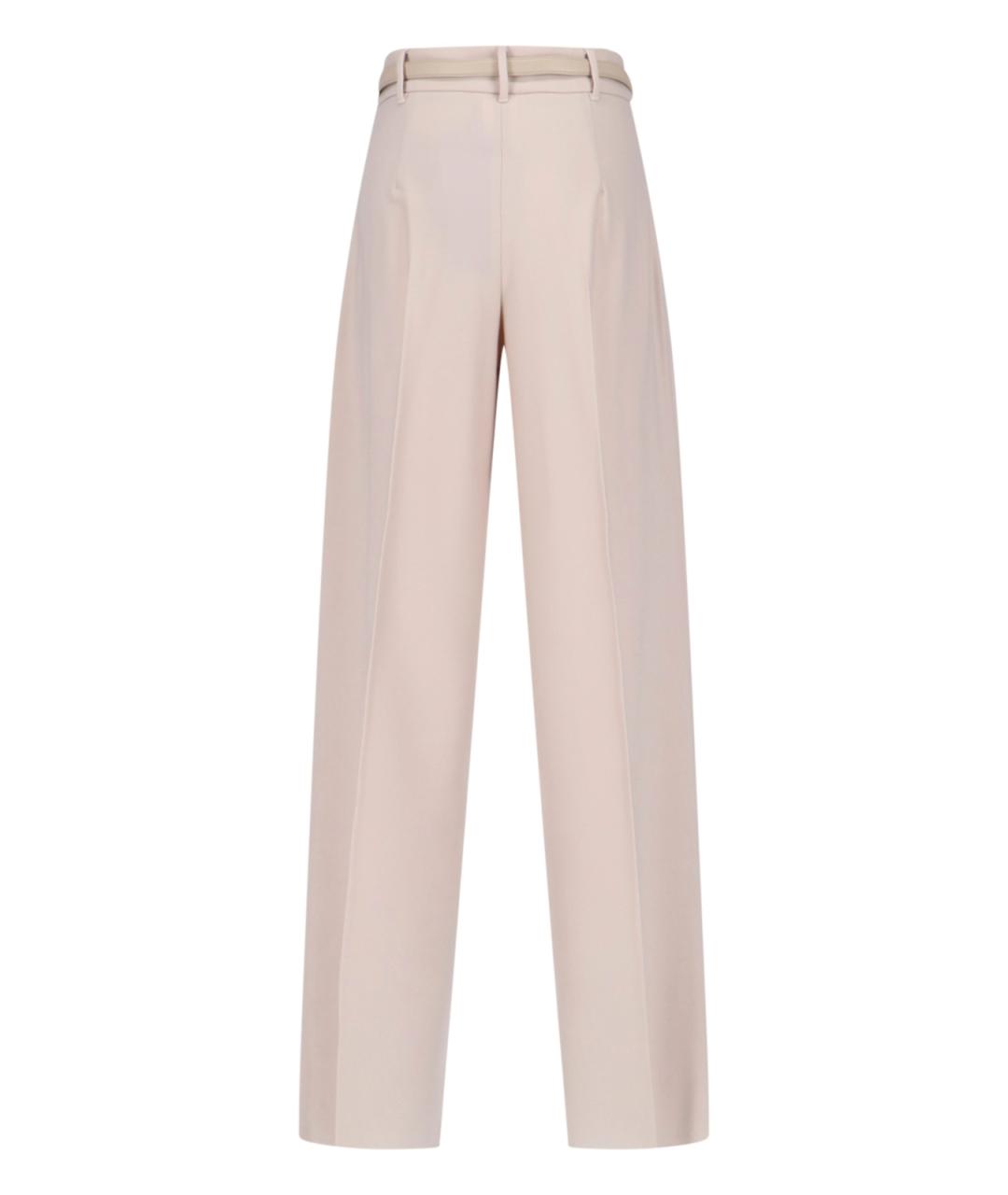 MAX MARA Бежевые шерстяные прямые брюки, фото 2