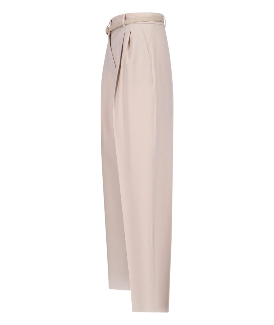 MAX MARA Бежевые шерстяные прямые брюки, фото 3