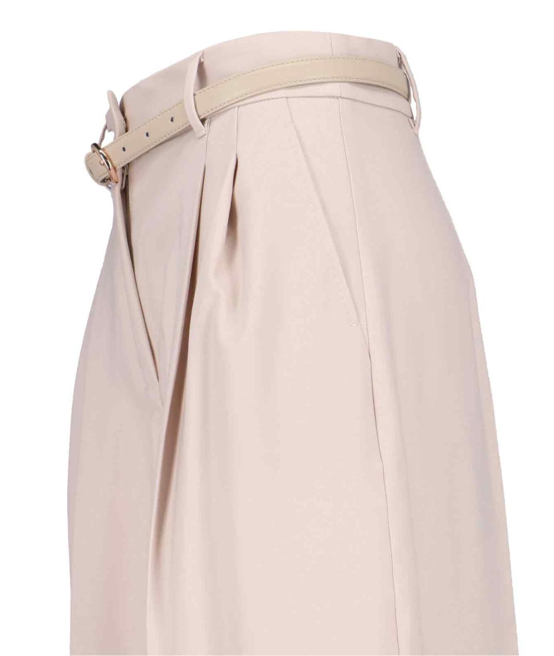 MAX MARA Бежевые шерстяные прямые брюки, фото 4