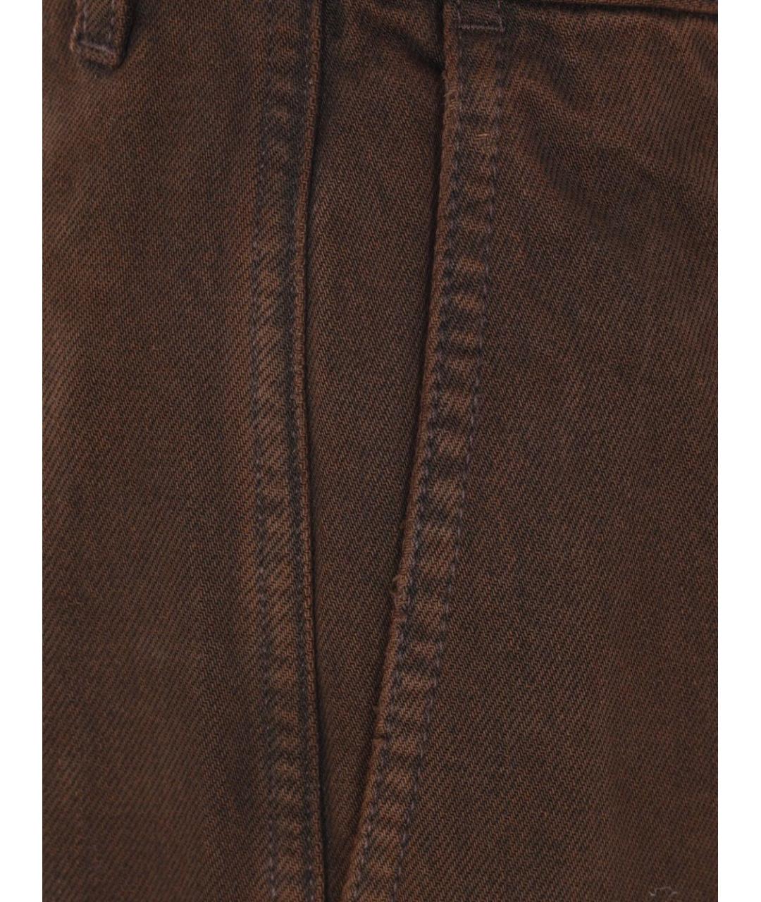 DRIES VAN NOTEN Коричневые хлопковые прямые брюки, фото 4