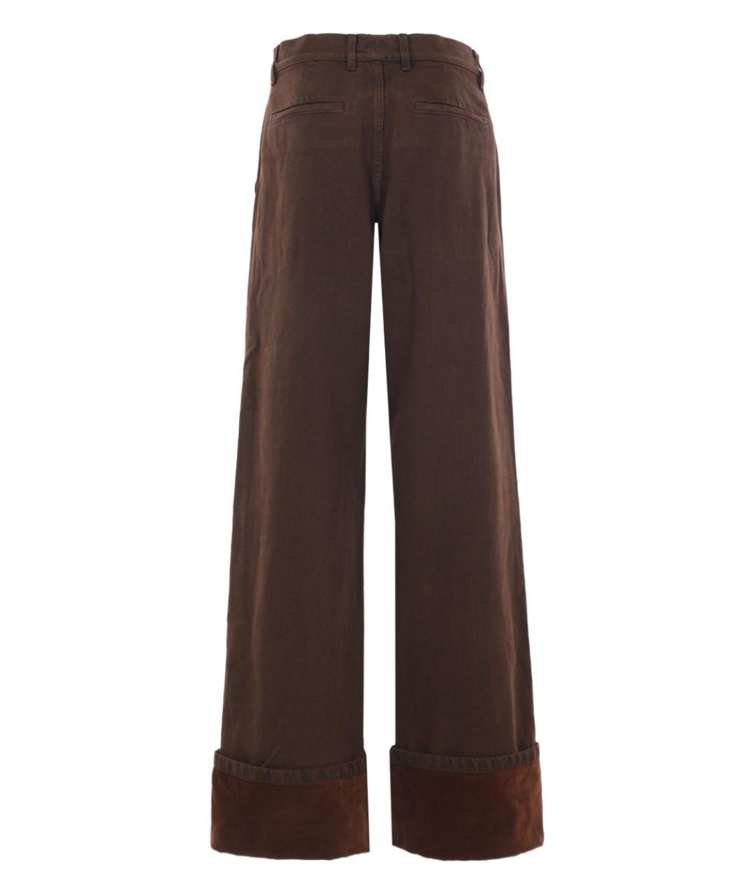 DRIES VAN NOTEN Коричневые хлопковые прямые брюки, фото 3