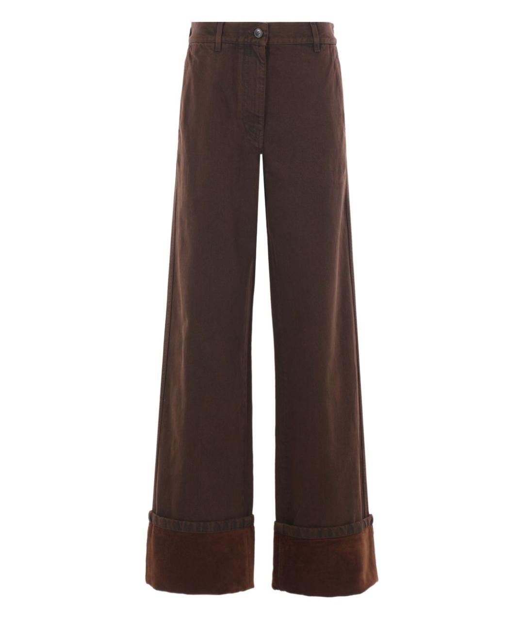 DRIES VAN NOTEN Коричневые хлопковые прямые брюки, фото 1