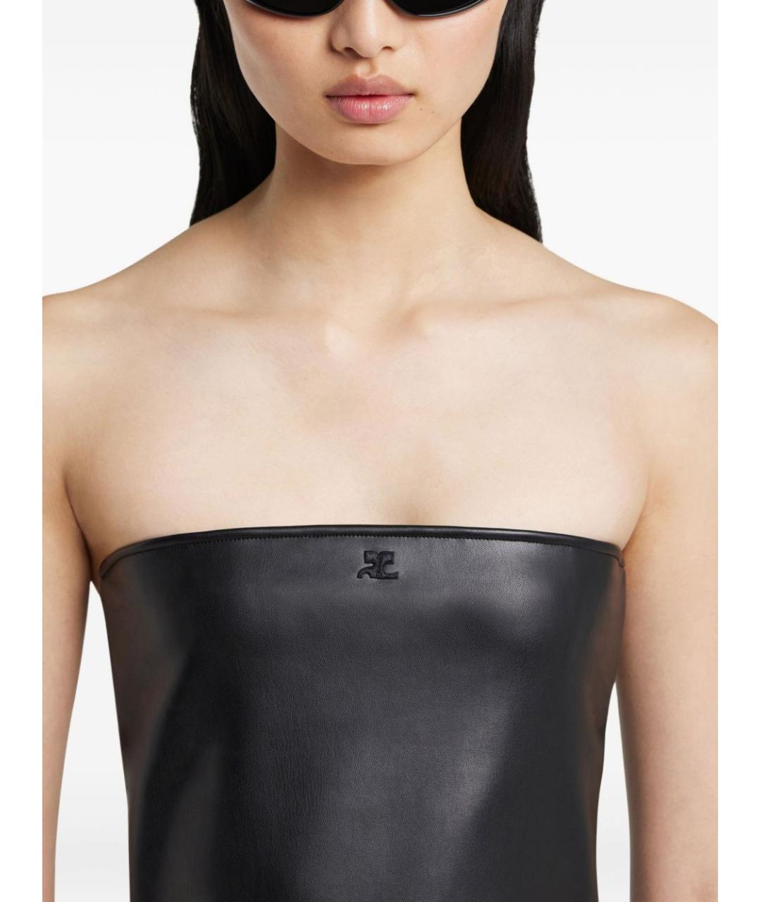 COURREGES Черное полиуретановое коктейльное платье, фото 5