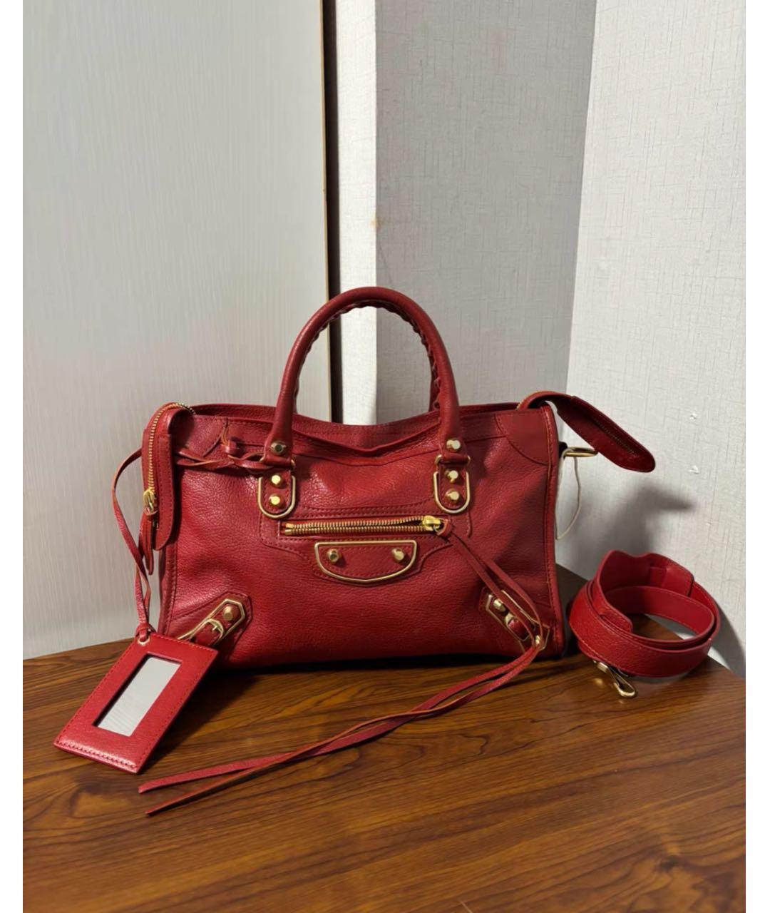 BALENCIAGA Красная кожаная сумка с короткими ручками, фото 2