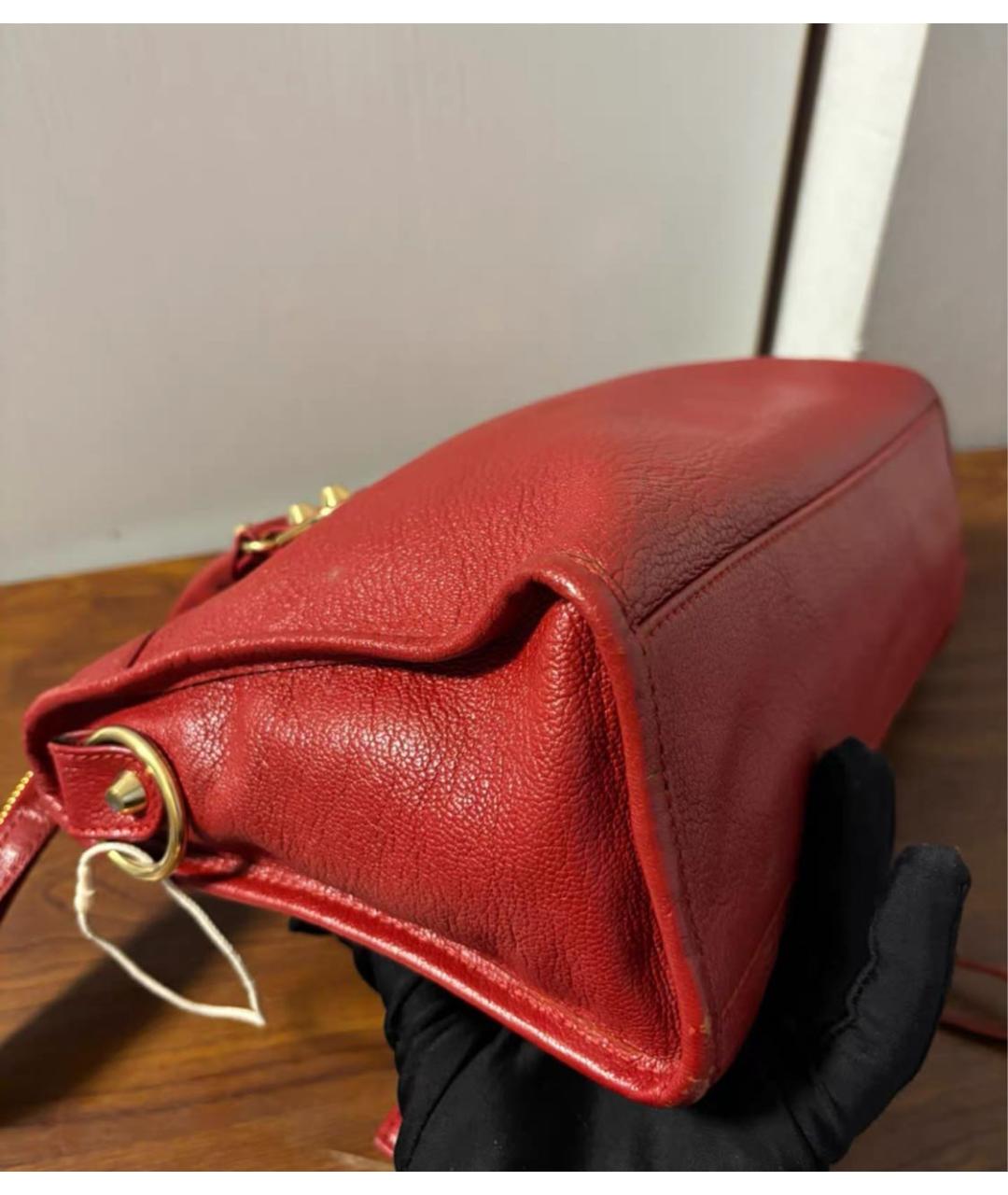 BALENCIAGA Красная кожаная сумка с короткими ручками, фото 6