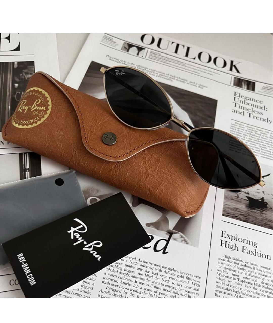 RAY BAN Черные металлические солнцезащитные очки, фото 7