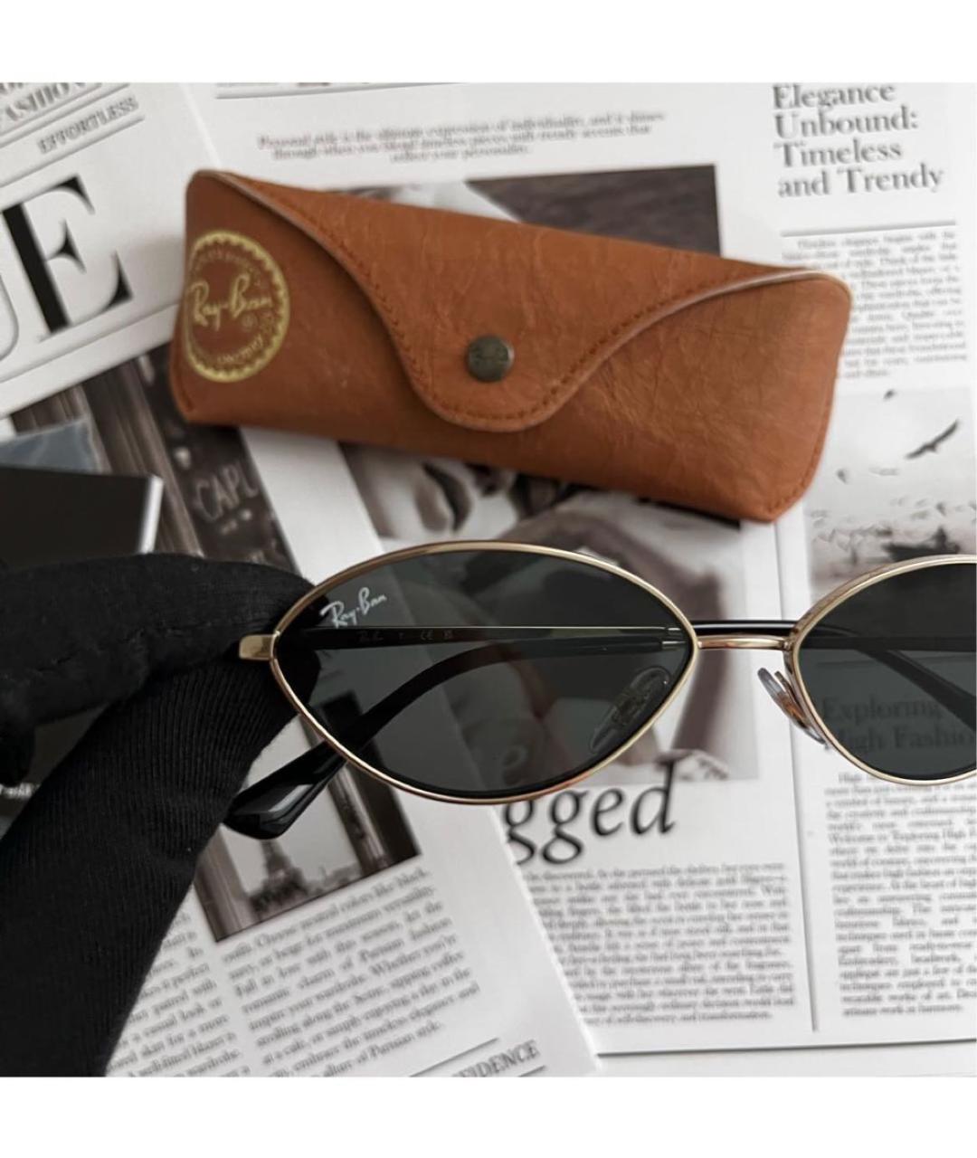 RAY BAN Черные металлические солнцезащитные очки, фото 4