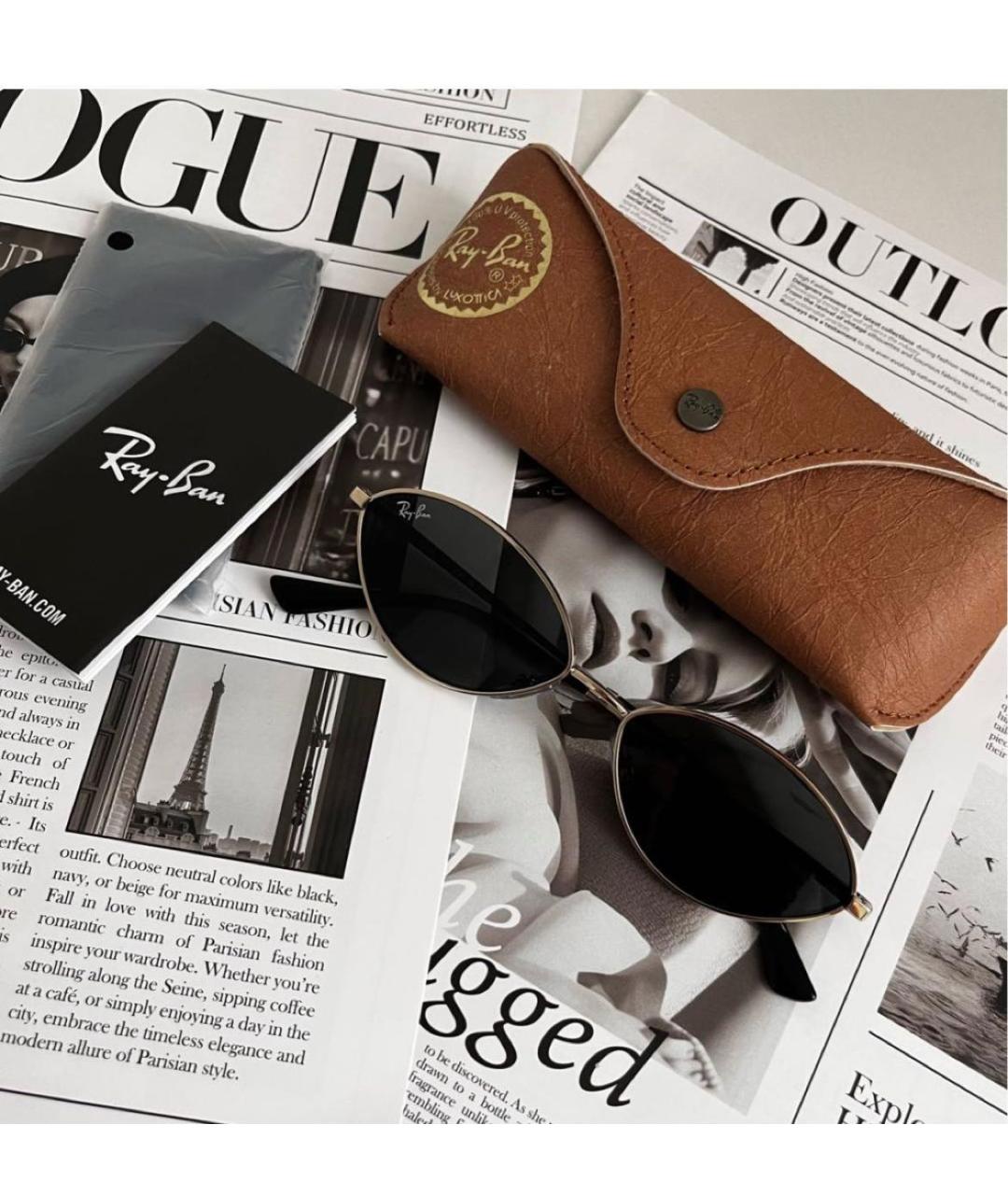 RAY BAN Черные металлические солнцезащитные очки, фото 2