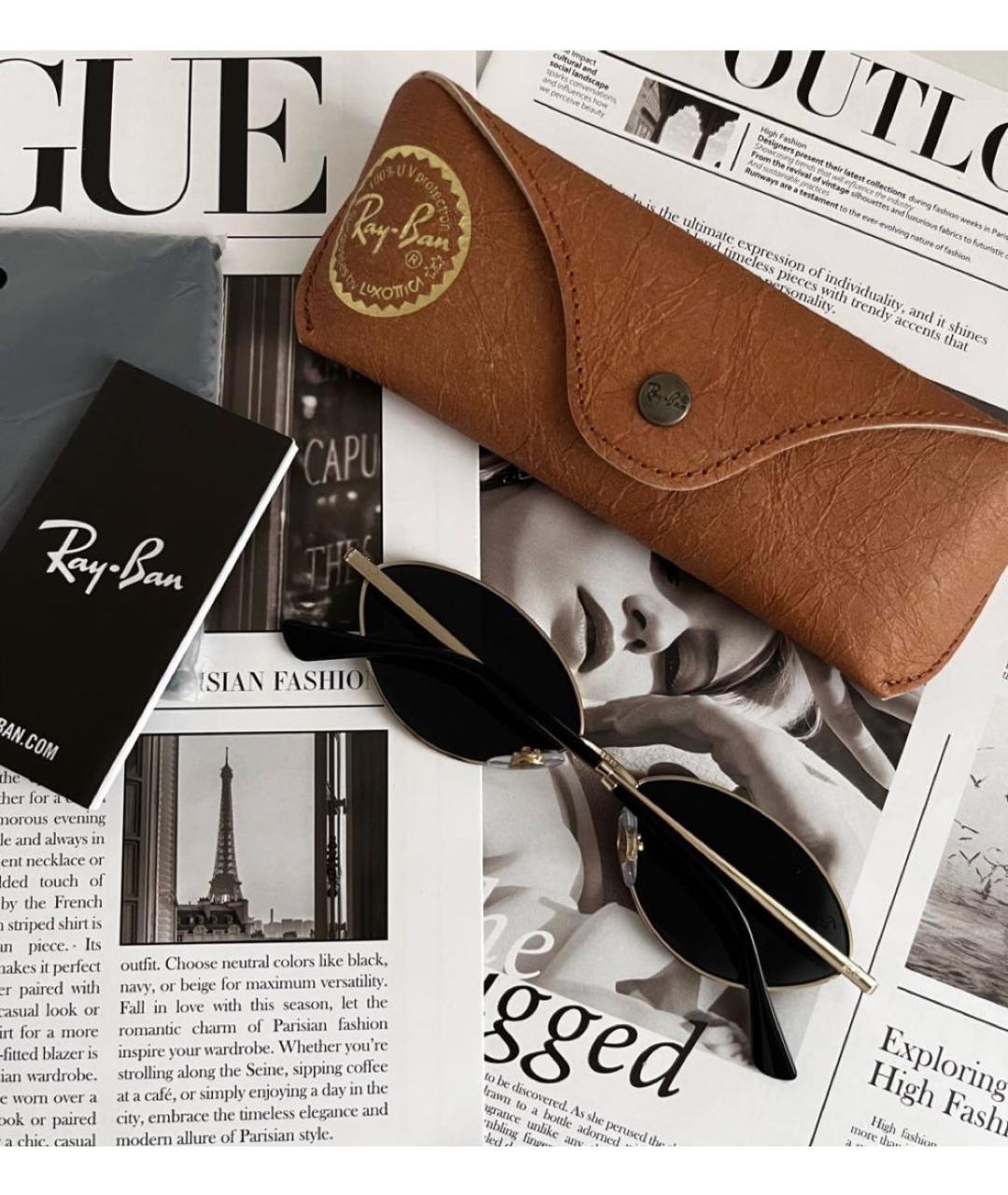 RAY BAN Черные металлические солнцезащитные очки, фото 3