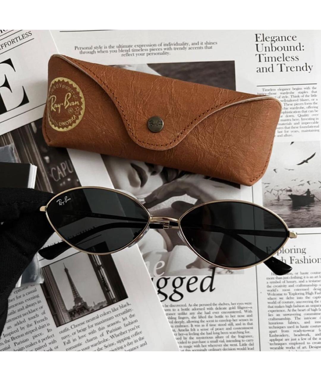 RAY BAN Черные металлические солнцезащитные очки, фото 5