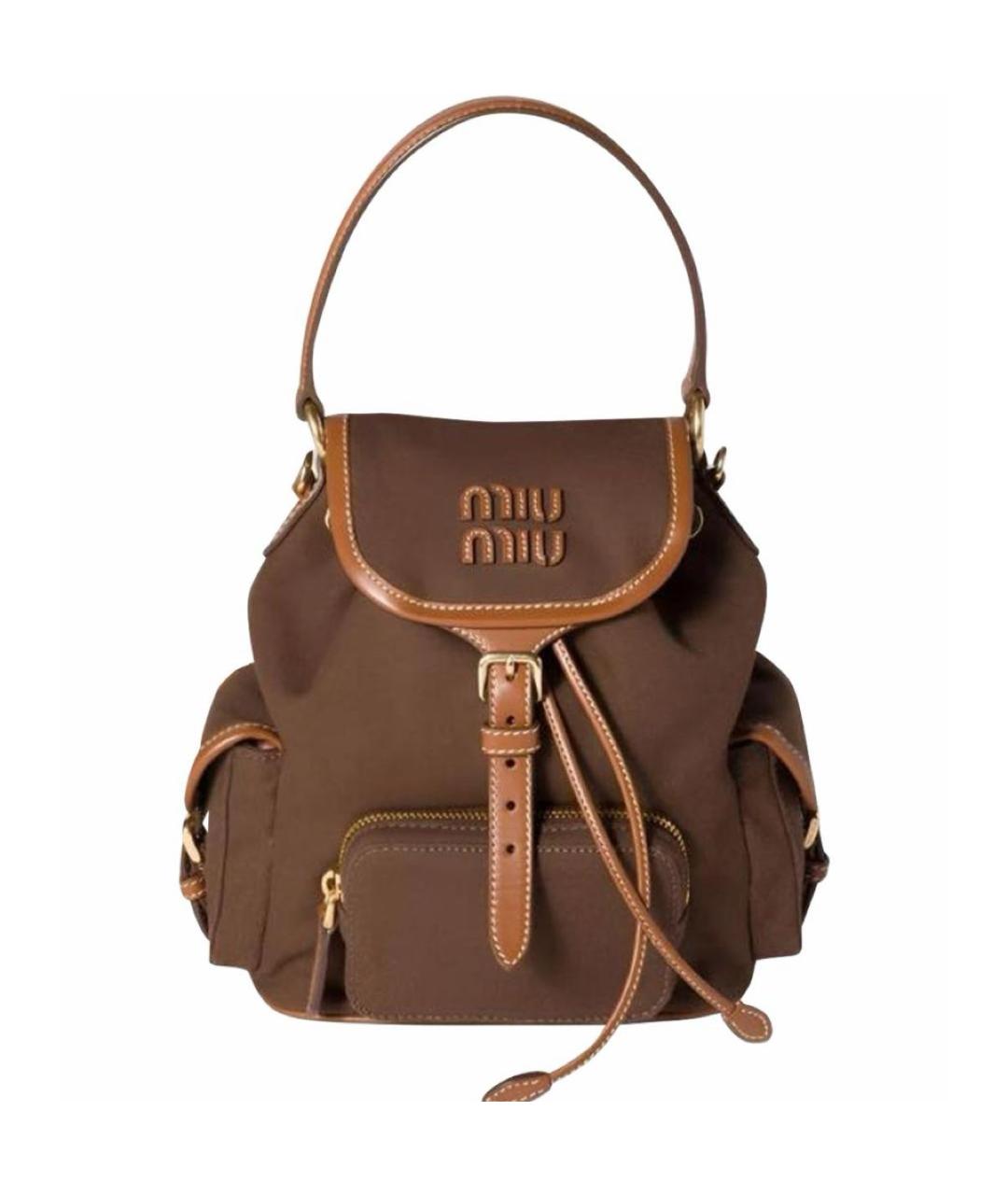 MIU MIU Коричневый тканевый рюкзак, фото 1