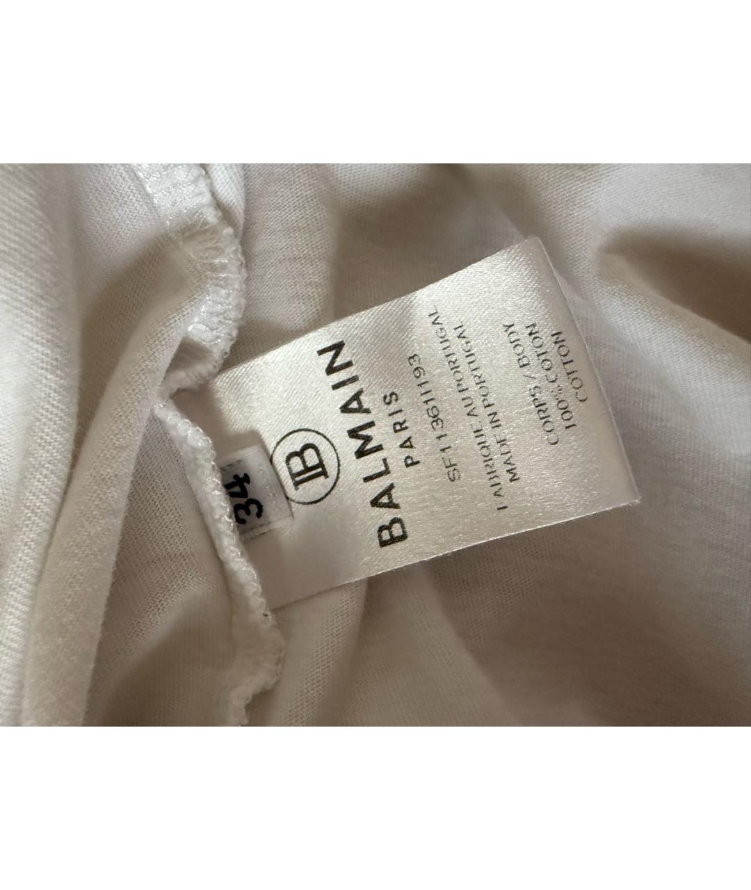 BALMAIN Белая хлопковая футболка, фото 4