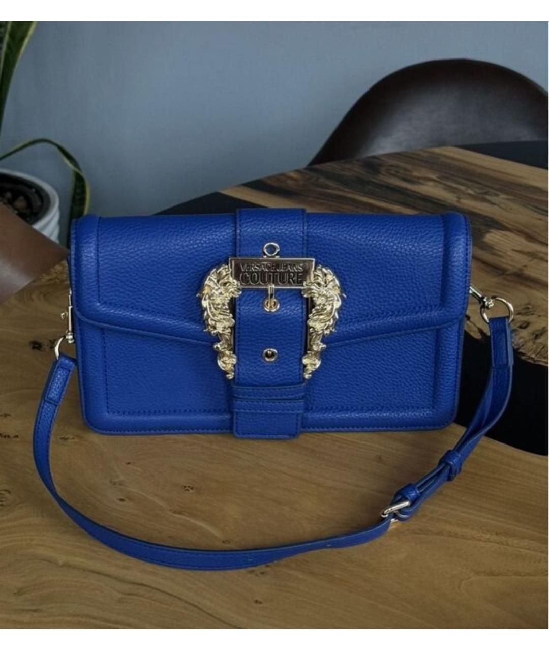 VERSACE JEANS COUTURE Синяя сумка с короткими ручками из искусственной кожи, фото 3
