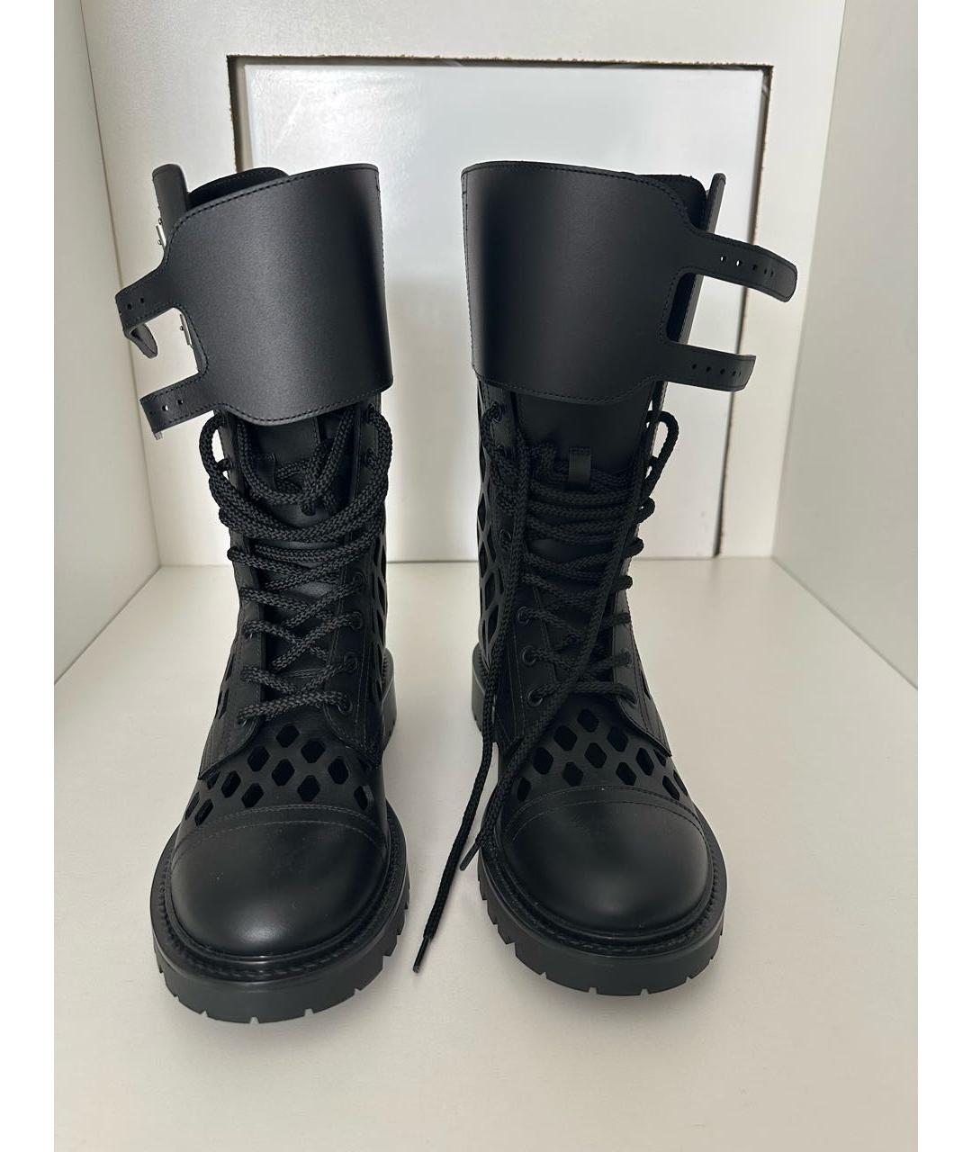 CHRISTIAN DIOR Черные кожаные сапоги, фото 2