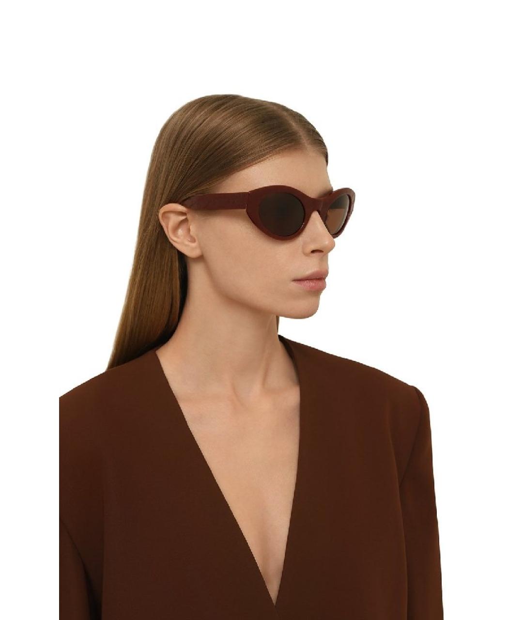 BALENCIAGA Бордовые пластиковые солнцезащитные очки, фото 7