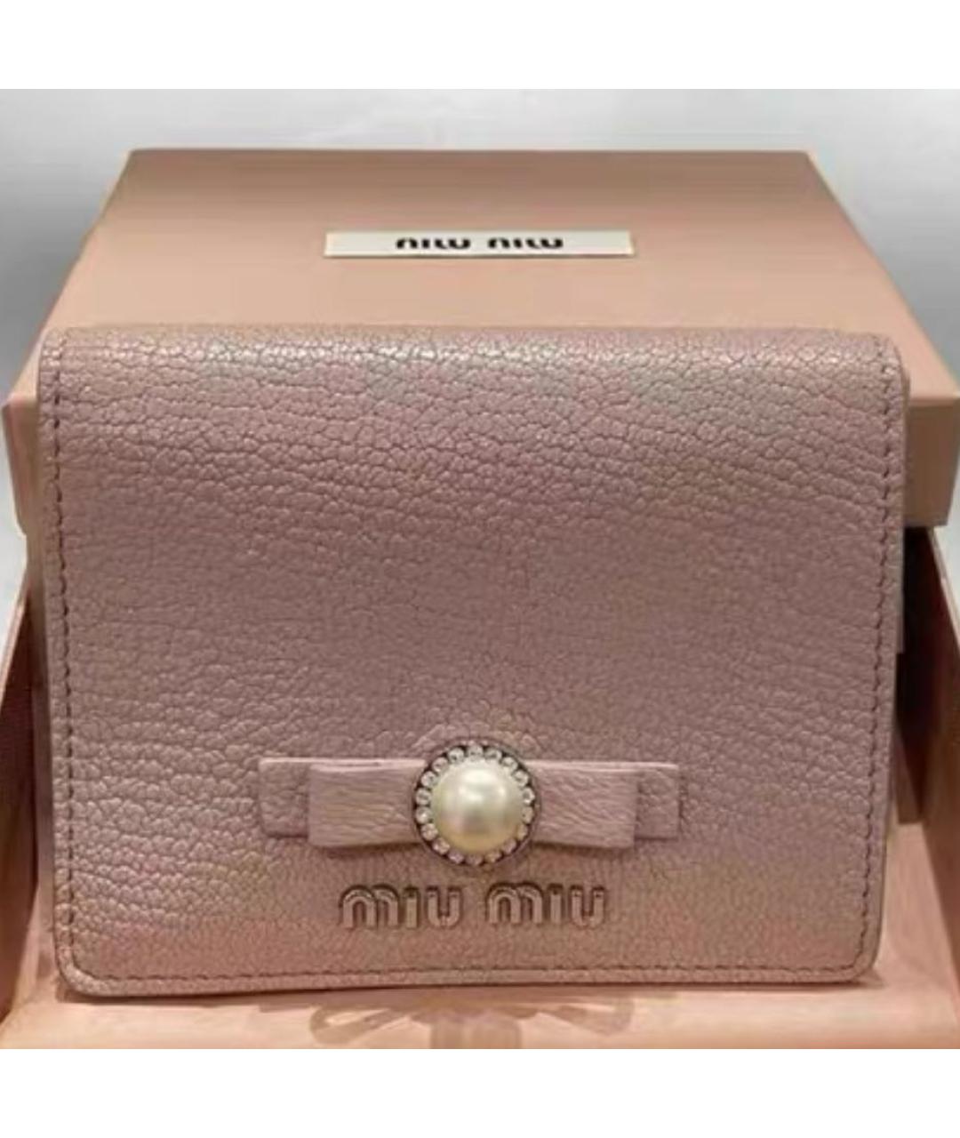 MIU MIU Розовый кожаный кардхолдер, фото 3