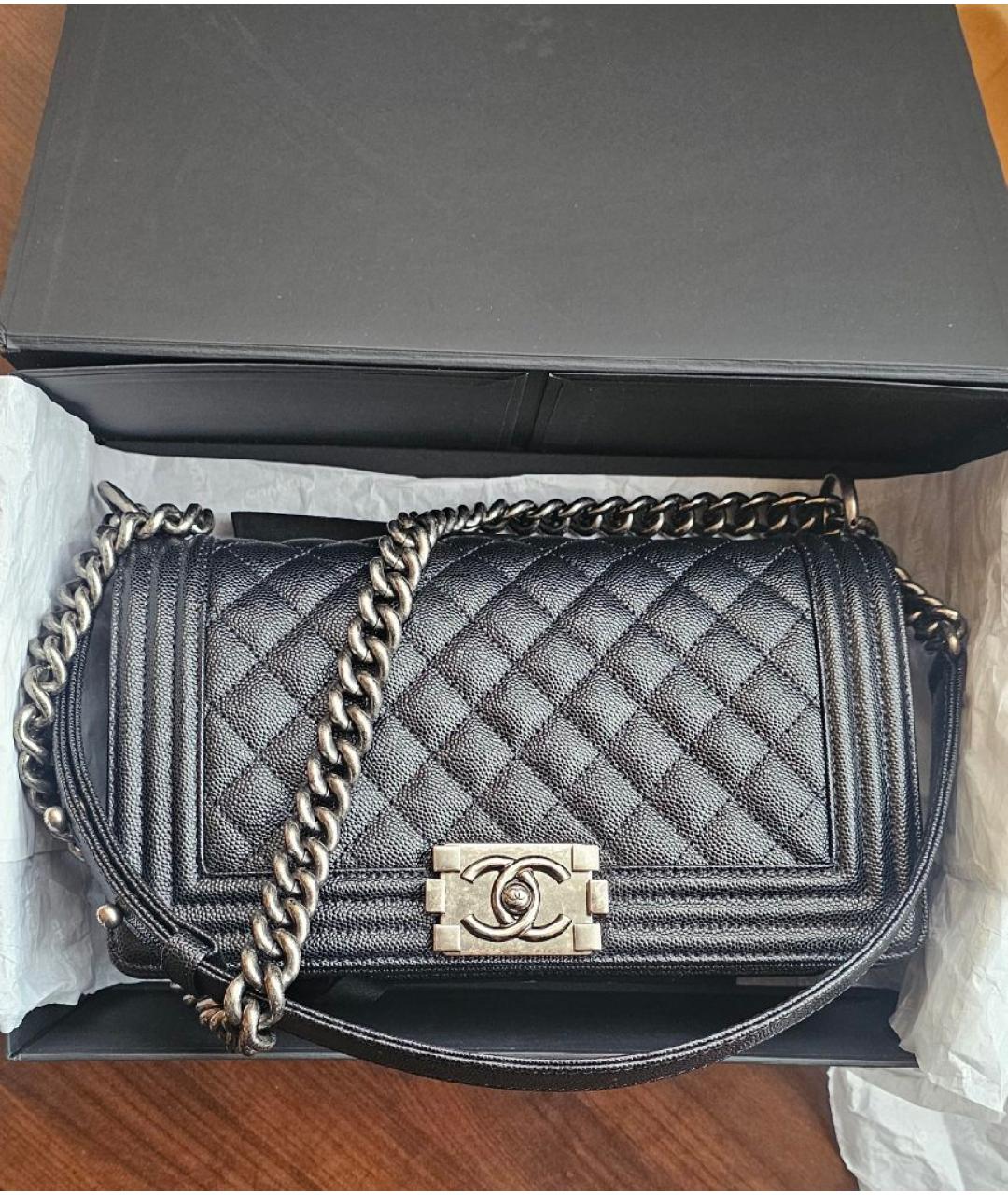 CHANEL Черная кожаная сумка через плечо, фото 3
