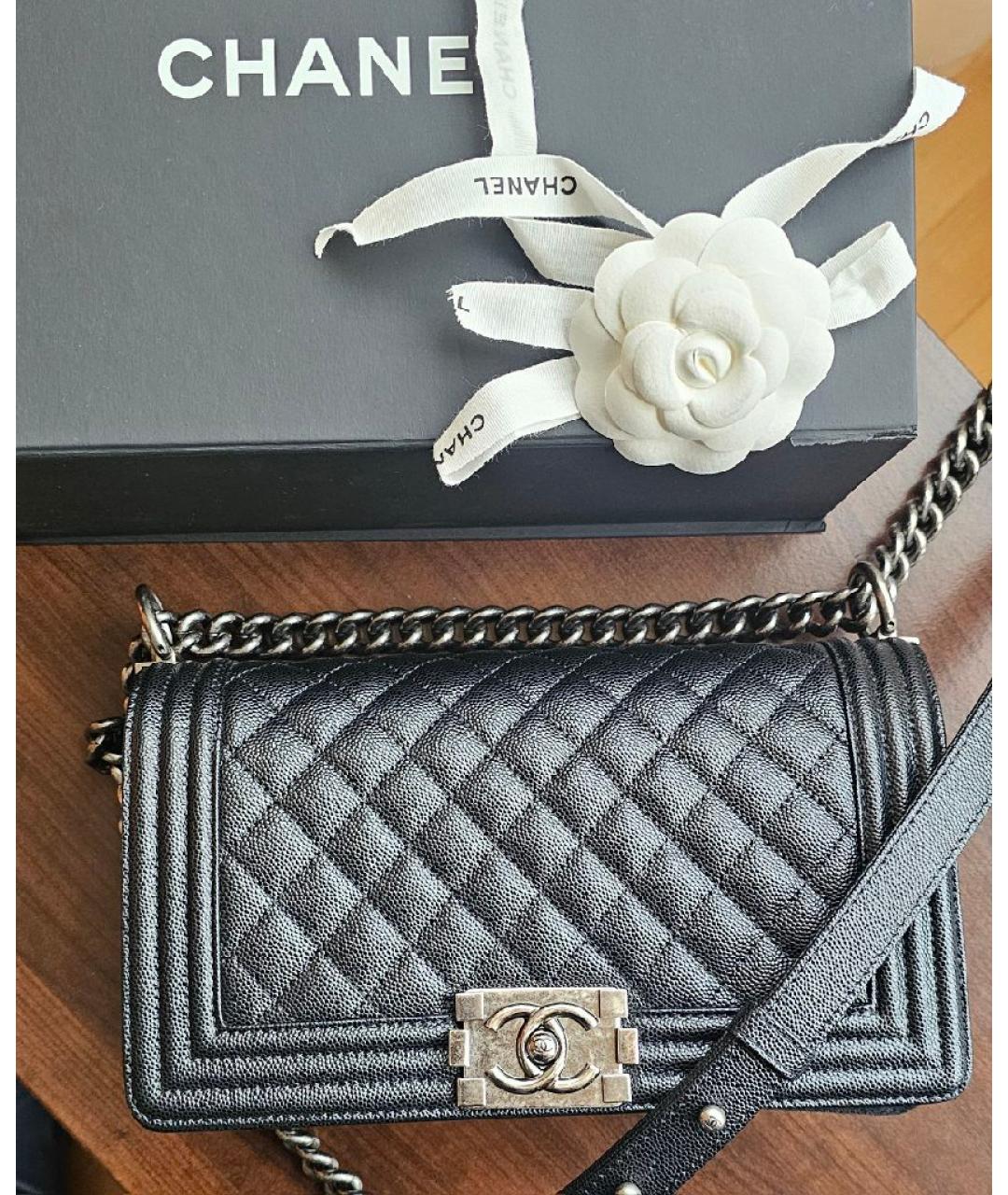 CHANEL Черная кожаная сумка через плечо, фото 4
