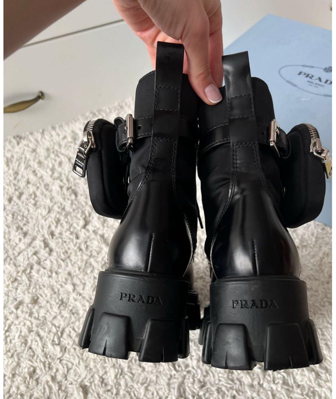 PRADA Черные кожаные ботинки, фото 4