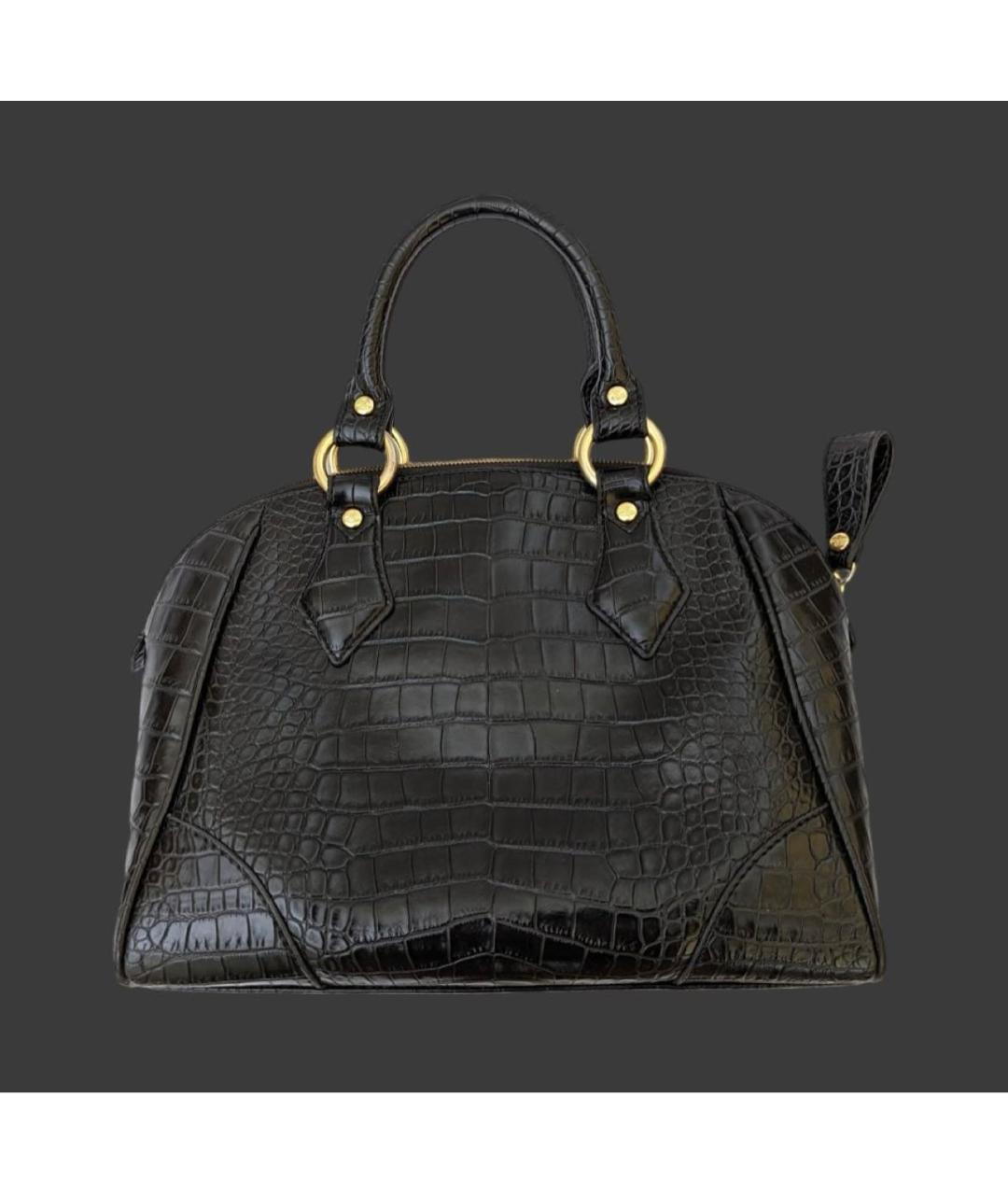 VIVIENNE WESTWOOD Черная сумка с короткими ручками из лакированной кожи, фото 3