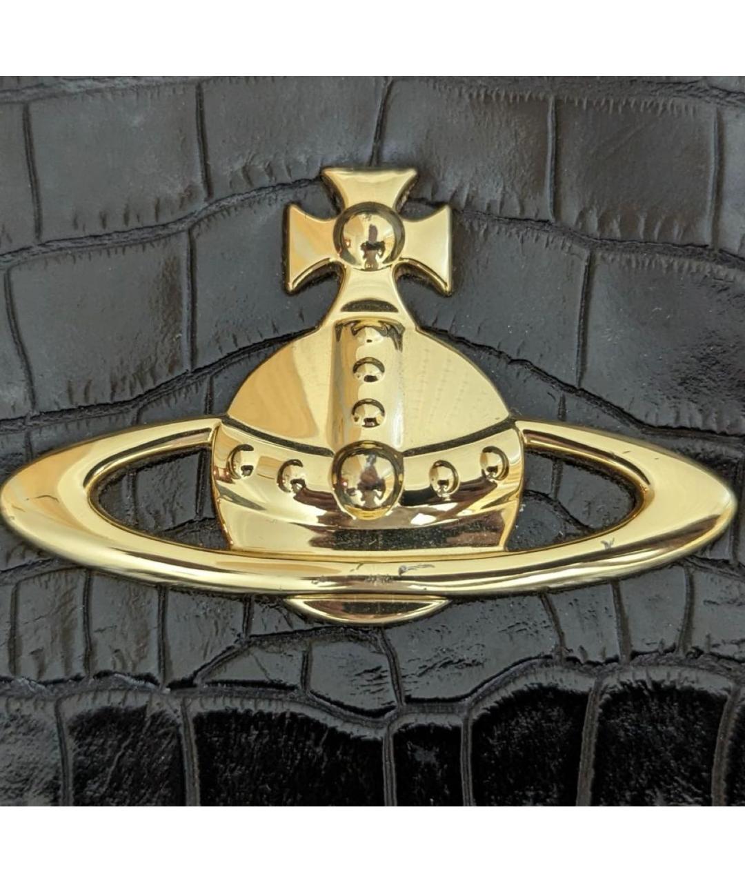 VIVIENNE WESTWOOD Черная сумка с короткими ручками из лакированной кожи, фото 5