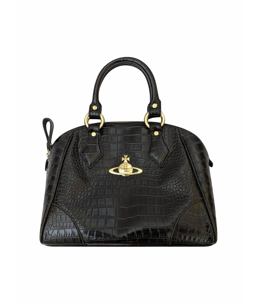 VIVIENNE WESTWOOD Черная сумка с короткими ручками из лакированной кожи, фото 1