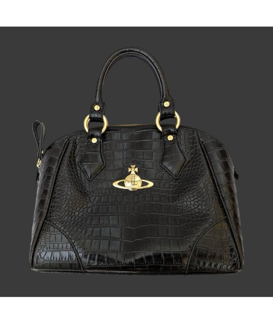 VIVIENNE WESTWOOD Черная сумка с короткими ручками из лакированной кожи, фото 8