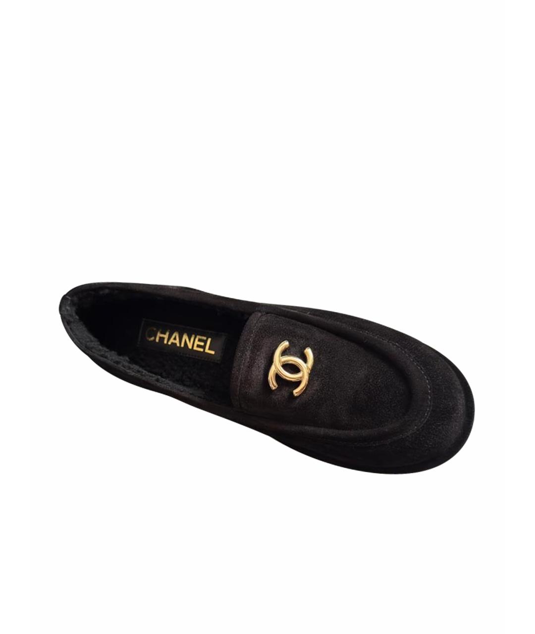 CHANEL Черные замшевые лоферы, фото 1