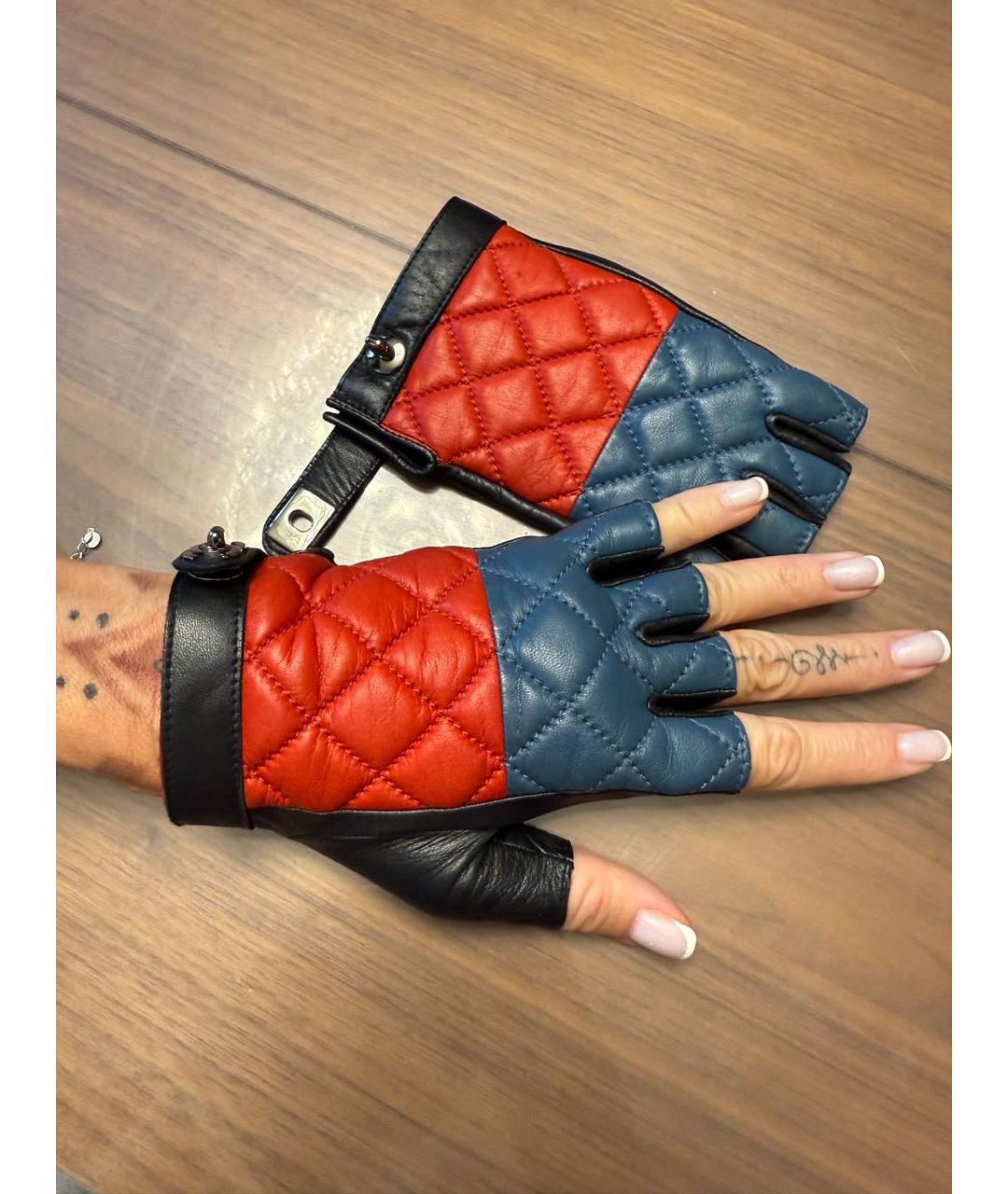 CHANEL Мульти кожаные митенки, фото 6
