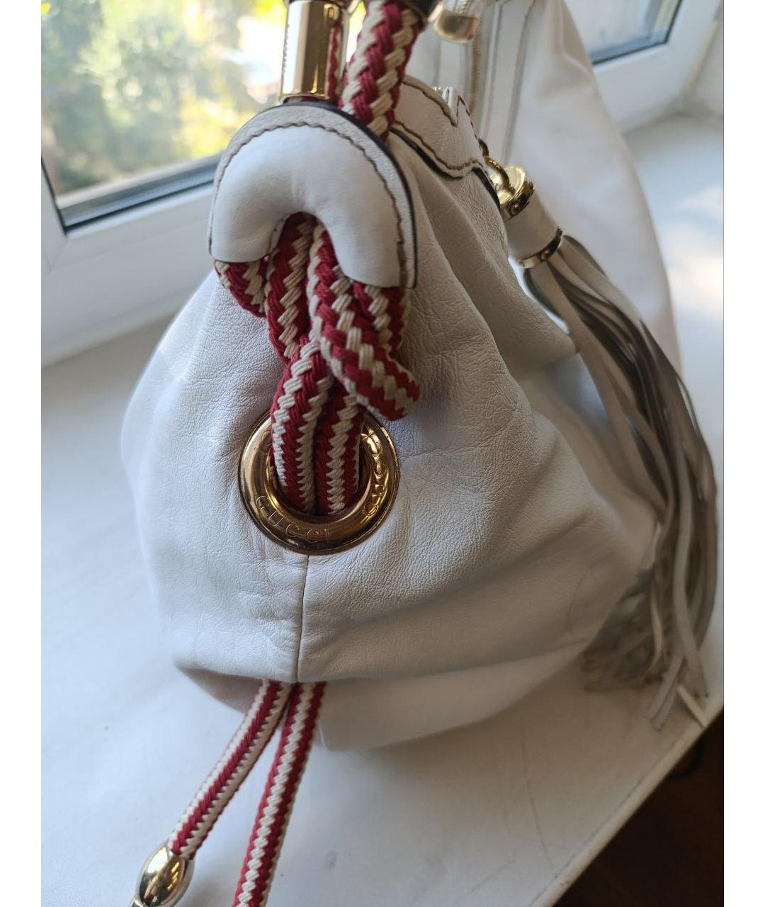 GUCCI Белая кожаная сумка с короткими ручками, фото 6