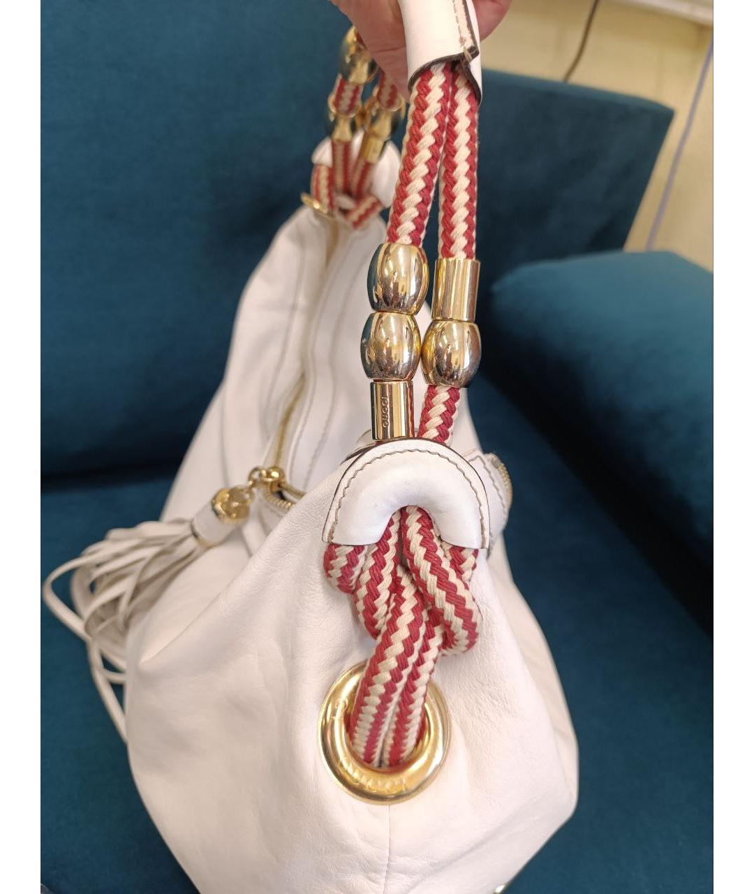 GUCCI Белая кожаная сумка с короткими ручками, фото 9