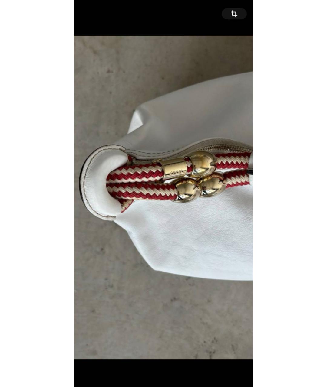GUCCI Белая кожаная сумка с короткими ручками, фото 5