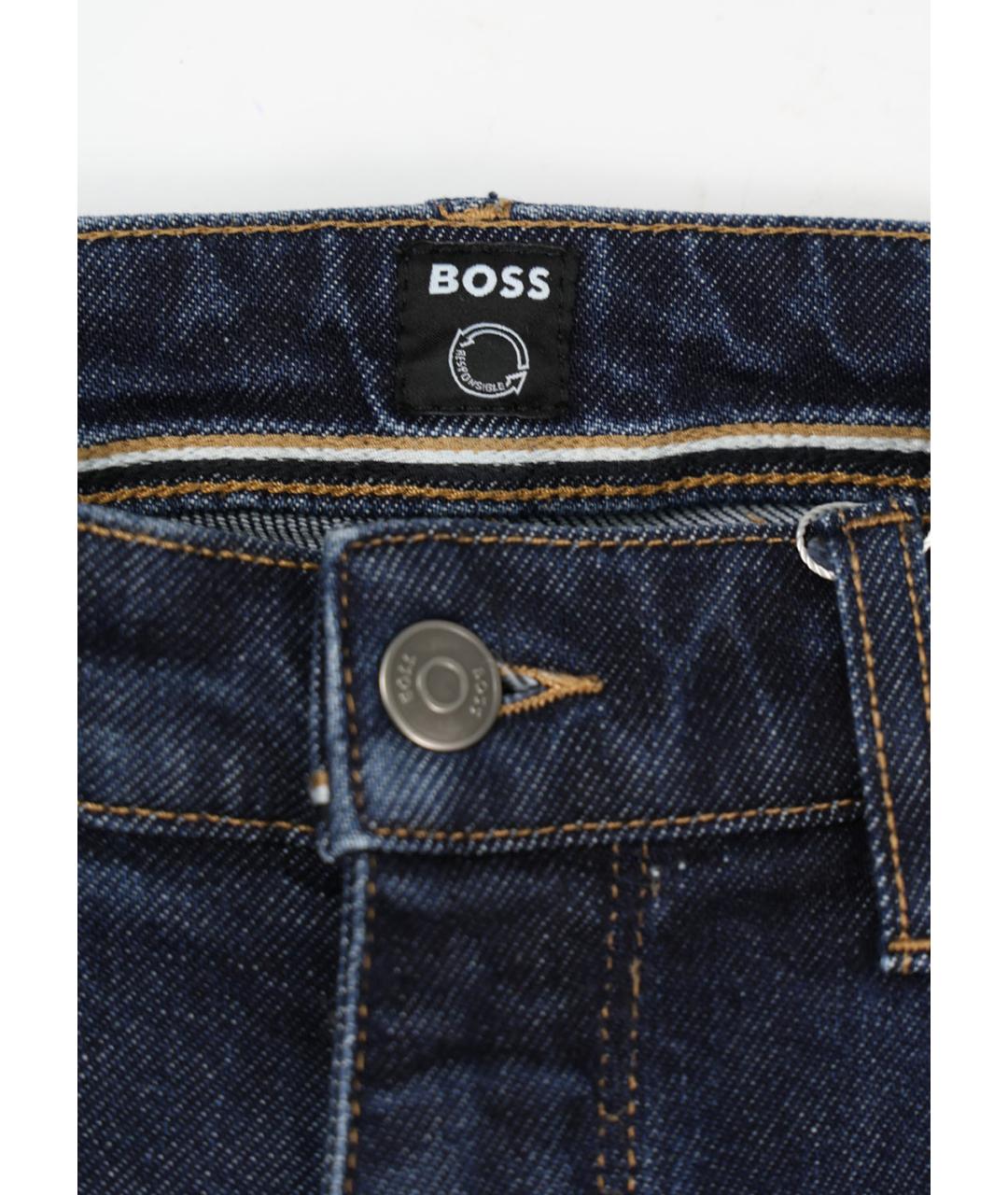 HUGO BOSS Синие хлопко-эластановые прямые джинсы, фото 3