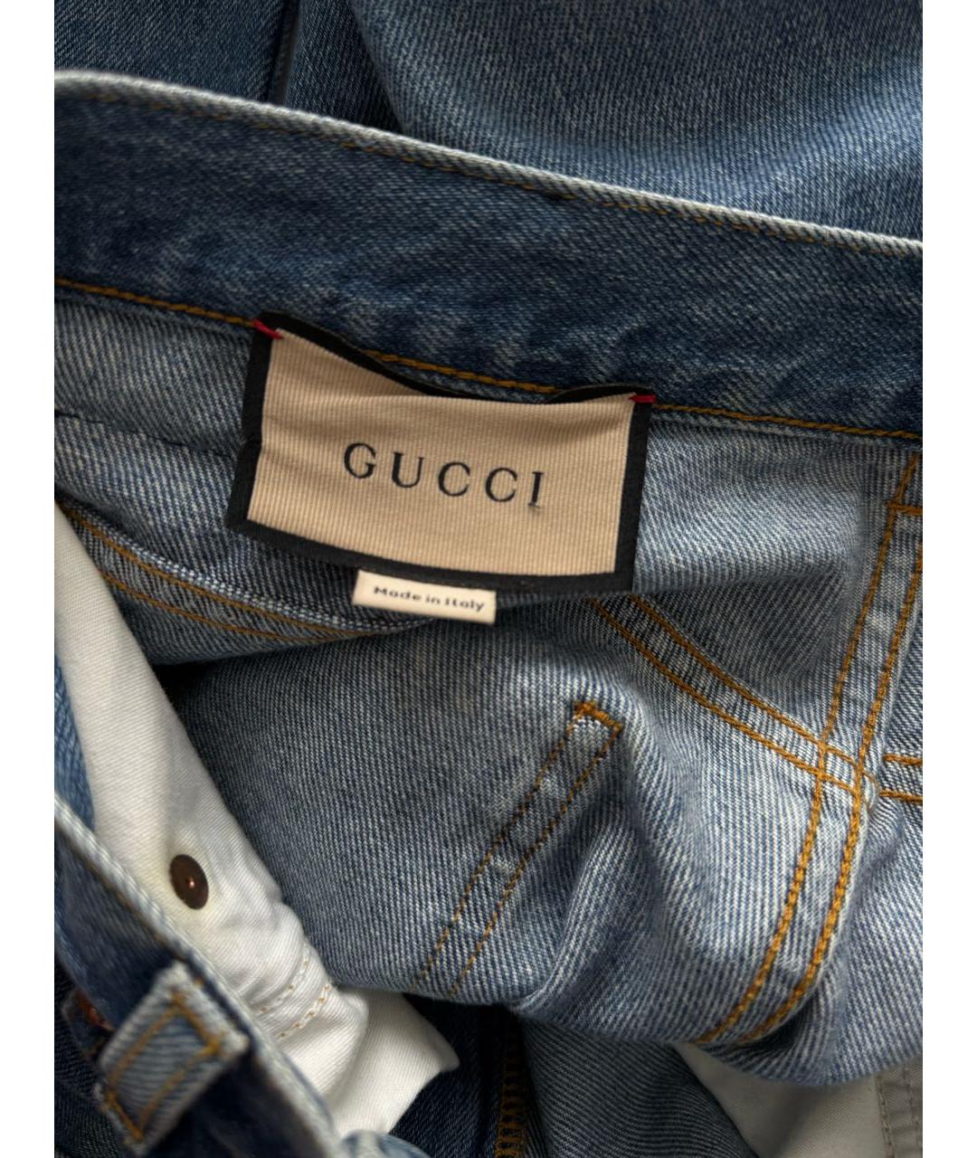 GUCCI Синие хлопковые прямые джинсы, фото 3