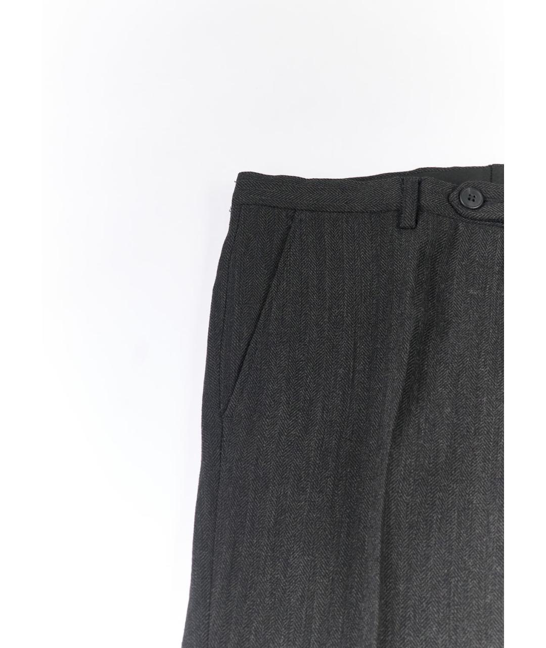 DRIES VAN NOTEN Серые шерстяные классические брюки, фото 4