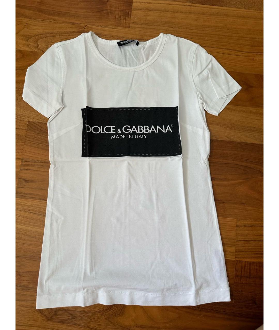 DOLCE&GABBANA Белая хлопко-эластановая футболка, фото 5