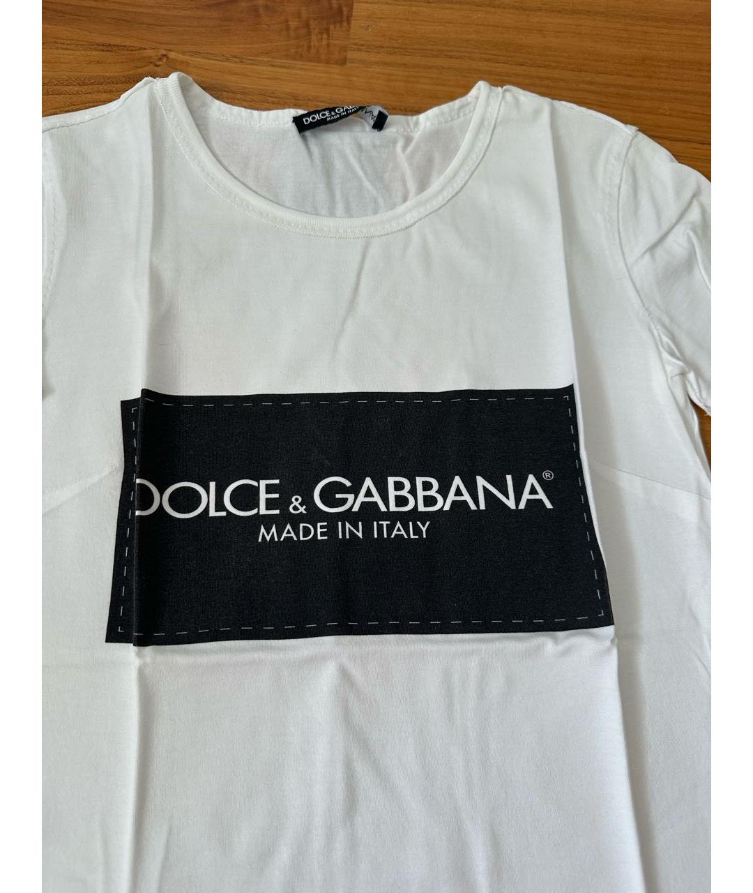 DOLCE&GABBANA Белая хлопко-эластановая футболка, фото 2