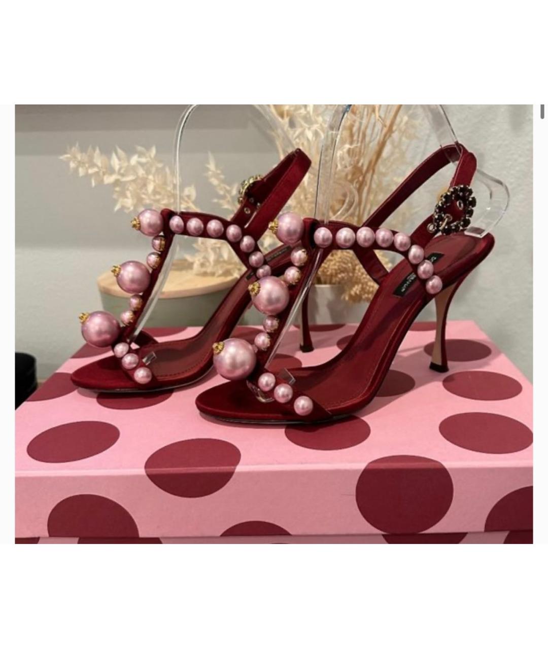 DOLCE&GABBANA Бордовые босоножки, фото 7
