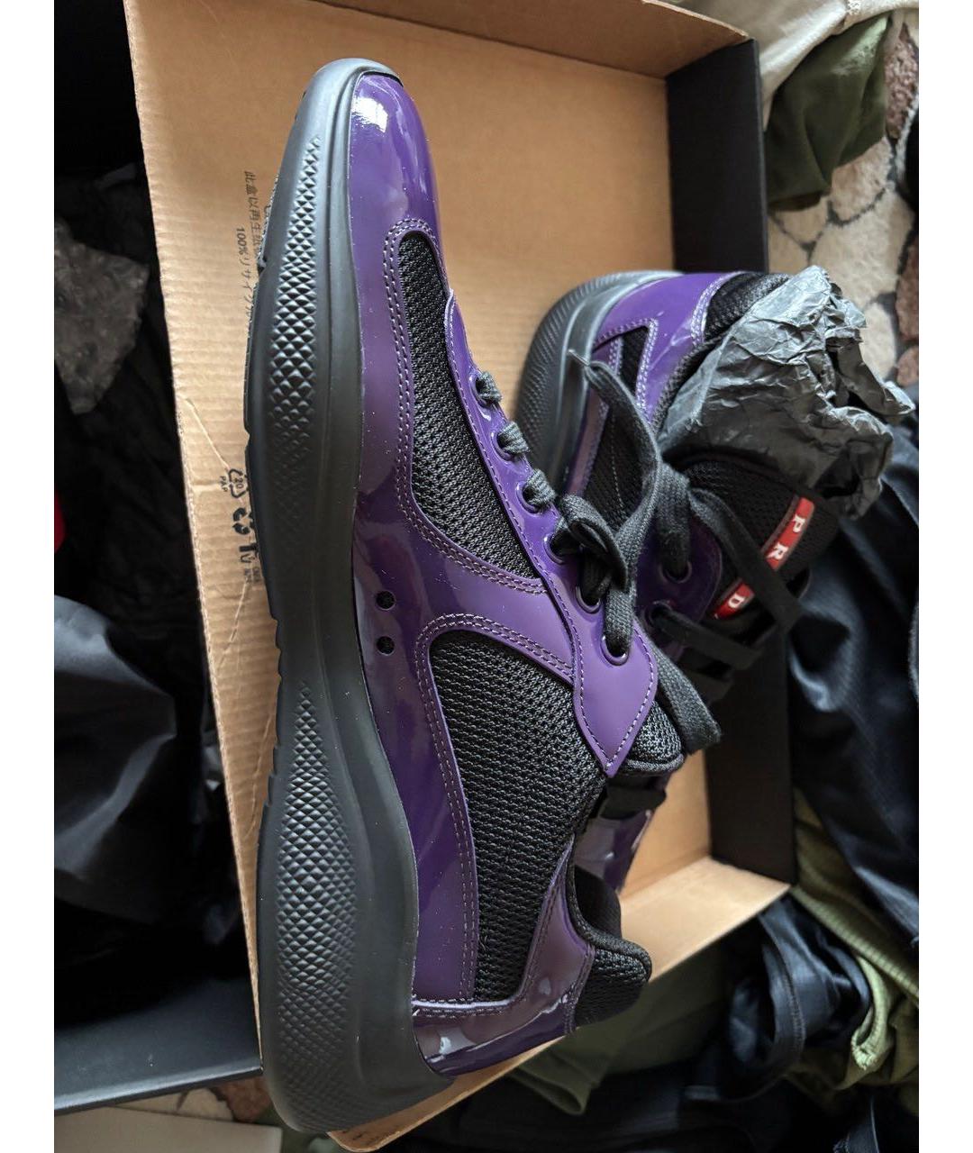 PRADA Фиолетовые низкие кроссовки / кеды из лакированной кожи, фото 3