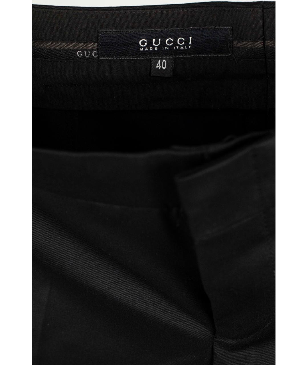 GUCCI Черные шерстяные прямые брюки, фото 3
