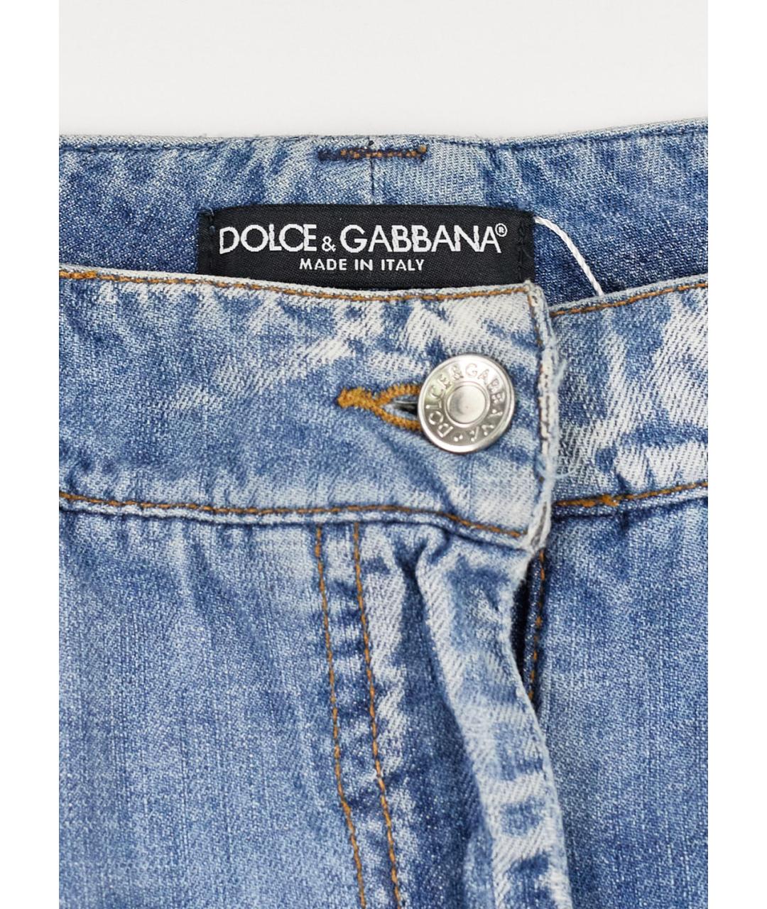DOLCE&GABBANA Голубая хлопковая юбка мини, фото 3