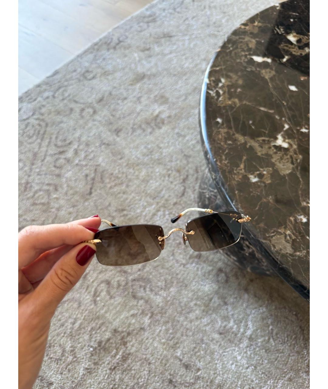 CHROME HEARTS Золотые солнцезащитные очки из рога буйвола, фото 3