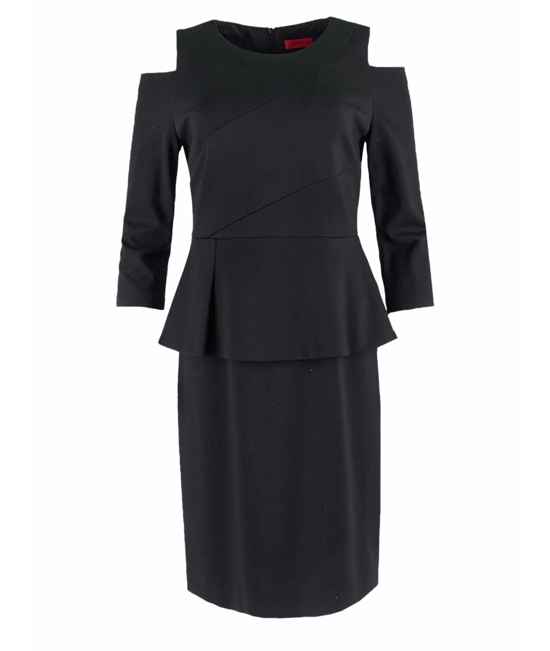 HUGO BOSS Черное вискозное коктейльное платье, фото 1