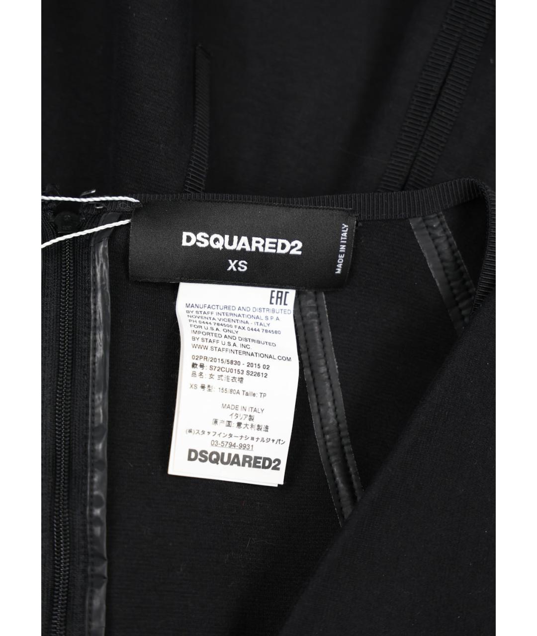 DSQUARED2 Черное хлопко-эластановое повседневное платье, фото 3
