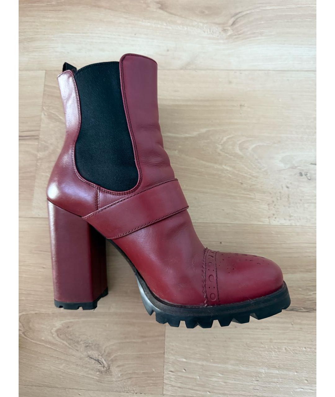 PRADA Бордовые кожаные ботильоны, фото 3