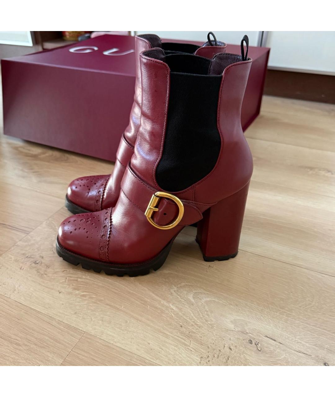 PRADA Бордовые кожаные ботильоны, фото 2