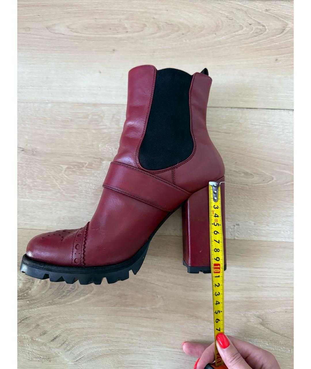 PRADA Бордовые кожаные ботильоны, фото 4